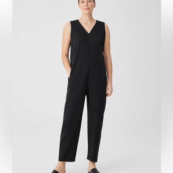 Eileen Fisher Cotton Blend Ponte Lantern Jumpsuit XS $198 - Picture 3 of 9